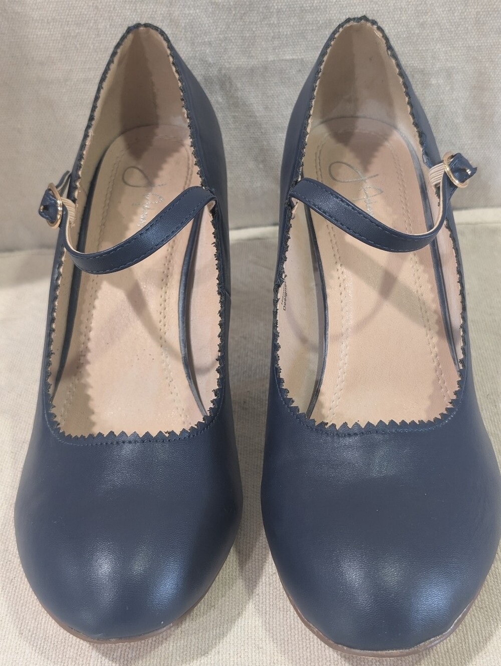 J Adams Mary Janes Pump Heels Size 8.5 Navy Pin Up Retro Swing Dance Rockabilly